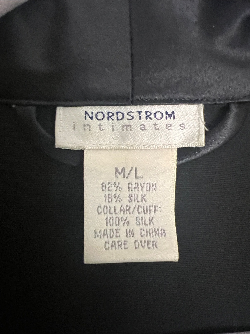 Nordstrom Black Velvet Long Robe with Satin Trim. Size M/L - Picture 3 of 3